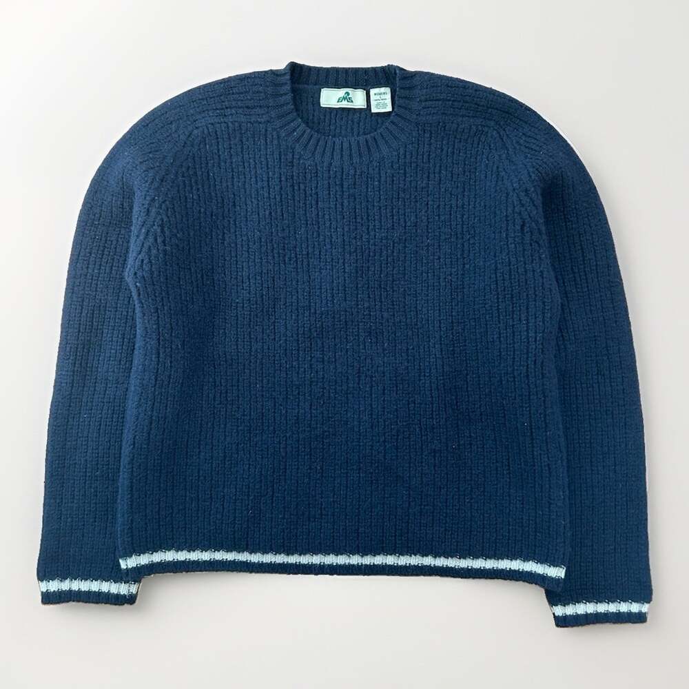 EMS Eastern Mountain Sports Blue Wool Ribbed Sweater Women's Large Vintage Knit